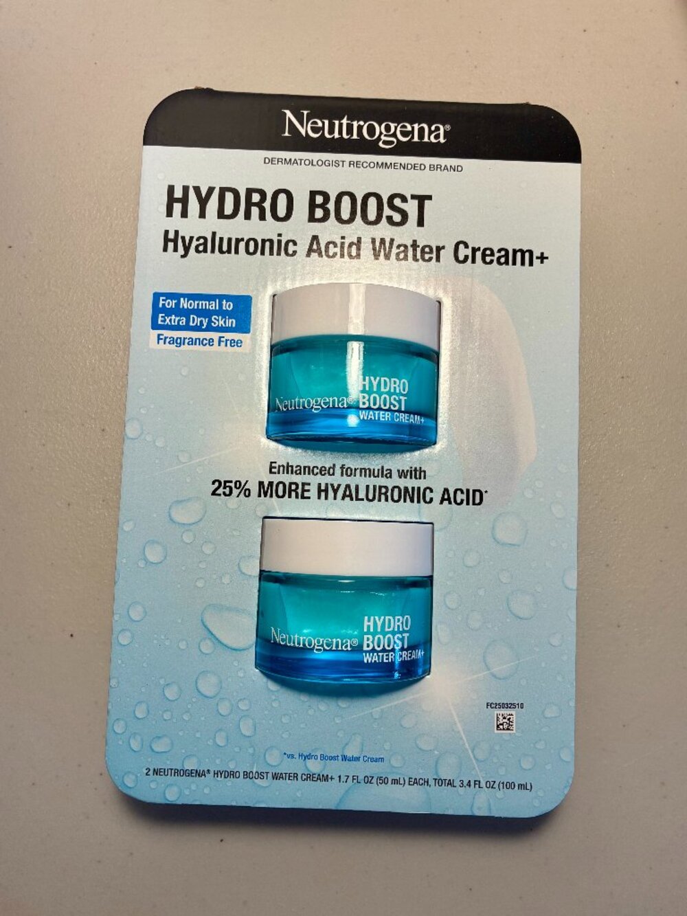 3.4 FL OZ Neutrogena HYDRO BOOST Hyaluronic Acid Water Cream+ 2 x 1.7 FL OZ jars